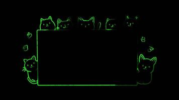 Neon frame effect,Square Frame with Animals on black background. video