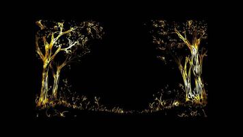 Neon frame effect, Frame with Trees on black background. video