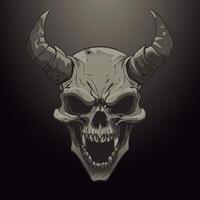 Skull Devil face with horns, comic style for your infernal graphics on halloween, or character for games vector