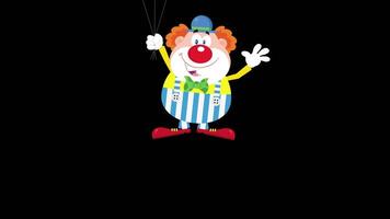 Birthday Funny Clown Cartoon Character With Balloons Flying. 4K Animation Motion Graphics Without Background video