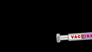COVID-19 Virus Running From A Flying Syringe With A Vaccine. 4K Animation Motion Graphics Without Background video