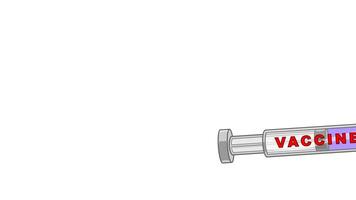 COVID-19 Virus Running From A Flying Syringe With A Vaccine. 4K Animation Motion Graphics With White Background video