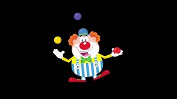 Funny Clown Cartoon Character Juggling With Balls. 4K Animation Motion Graphics Without Background video