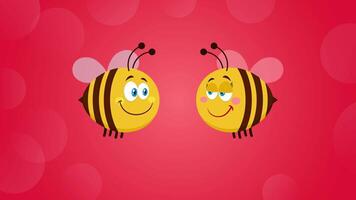 Bee Cartoon Characters Couple. 4K Animation Motion Graphics With Background video