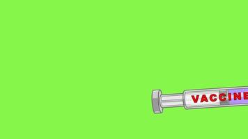 COVID-19 Virus Running From A Flying Syringe With A Vaccine. 4K Animation Motion Graphics With Green Screen Background video
