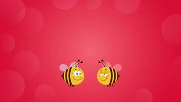 Bee Cartoon Characters Couple . 4K Animation Motion Graphics With Background video