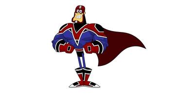 Super Hero Cartoon Character. 4K Animation Motion Graphics With White Background video