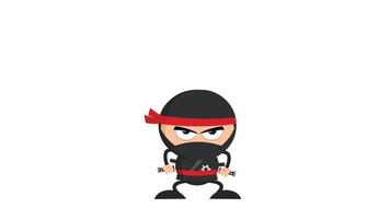 wütend Ninja Krieger Charakter mit zwei Katana. 4k Animation Bewegung Grafik mit Weiß Hintergrund video