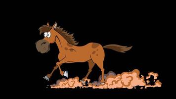 Horse Cartoon Character Running. 4K Animation Motion Graphics Without Background video