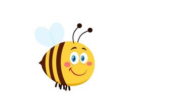 Smiling Cute Bee Cartoon Character Flying. 4K Animation Motion Graphics Without Background video