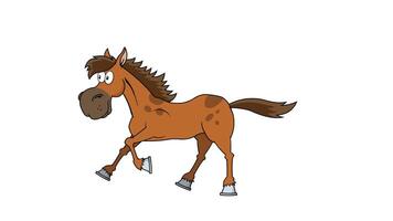 Horse Cartoon Character Running. 4K Animation Motion Graphics Without Background video