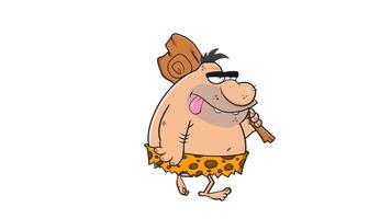 Caveman Cartoon Character With Club. 4K Animation Motion Graphics Without Background video