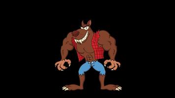 Angry Werewolf Cartoon Character Howling. 4K Animation Motion Graphics Without Background video
