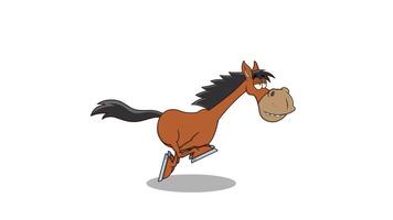Brown Horse Cartoon Character Running. 4K Animation Motion Graphics Without Background video