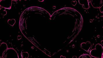 Neon frame effect, Heart Frame with Love shape on black background. video