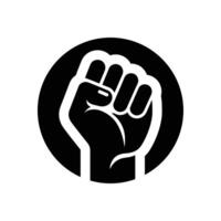 Clenched Fist Silhouette Icon High-Resolution Symbol of Strength and Resistance vector