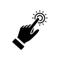Action Symbol of Hand Pressing Button Bold Silhouette for Commercial Use vector