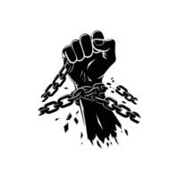 Human Rights Day Silhouette Art A Bold Image of Breaking Chains, Representing the Strength and Resilience in the Fight for Equality vector