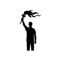 Silhouette of Man Holding a Torch - Powerful Symbol of Leadership and Perseverance vector