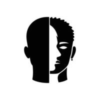 Layered Silhouette Faces Minimalist Design Representing Diversity and Expression vector