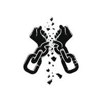 Silhouette of a Man Breaking Free from Chains, Symbolizing the Global Struggle for Freedom and Equality on Human Rights Day vector