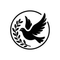 Dove with Olive Branch Silhouette A Timeless Symbol of Peace, Unity, and Harmony for International Peace Day and Beyond vector