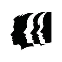 Abstract Multi-Faced Silhouette Diversity and Unity in Artistic Profile Design vector