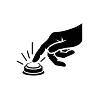 Black and White Silhouette Illustration of Hand Pushing Button Simple Art for UI vector