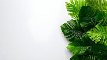 Vibrant Palm Leaves Isolated on a Clean White Background Tropical Exotic Lush Foliage for Decor Summer and Nature Themes photo