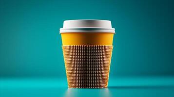 Elegant 3D Coffee Cup on Soft Gradient Background Symbolizing Refined Cafe Experience photo