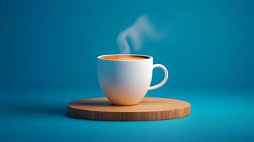 Freshly Brewed 3D Coffee Cup with Warm Steam on Neutral Background photo