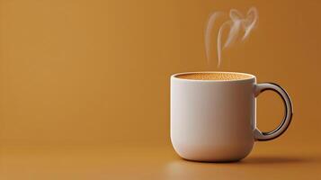 Freshly Brewed Coffee Cup with Steam on Neutral Background photo