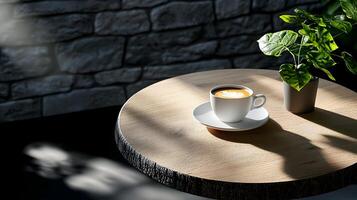 Peaceful Coffee Break with Soft Lighting on 3D Caf Table photo