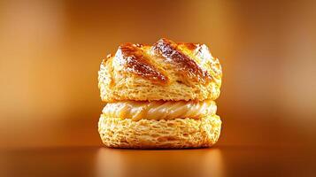 Mouthwatering 3D Scone with Golden Crust on Soft Background Showcasing Traditional Bakery Delight photo