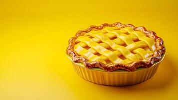 Mouthwatering 3D Pie with Golden Crust on Soft Neutral Background photo