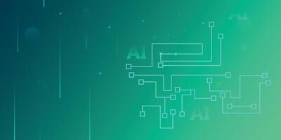 Technology AI circuit banner. Digital abstract tech background, big data, blue futuristic motherboard, electronic cyber lines. Innovation concept. Nano illustration vector