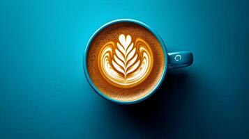 3D Coffee Cup with Leaf Shaped Latte Art Showcasing Barista s Skill and Style photo