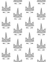 Seamless pattern of hand drawn unicorn face vector