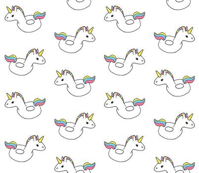 Seamless pattern of doodle unicorn float vector