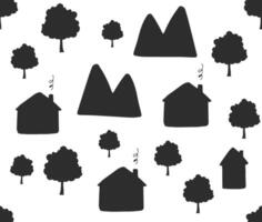 Seamless pattern of color sketch country vector