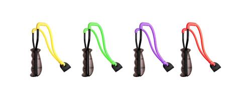 Modern slingshot. A modern version of ancient weapons. Device for throwing stones or balls. Isolate on a white back. photo