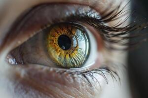 Close-up of the eye of a young woman. photo