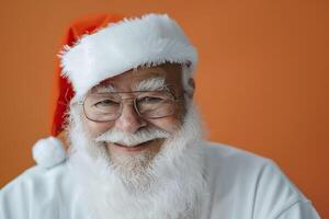 Santa Claus on an orange background. photo