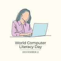 World Computer Literacy Day design template good for celebration usage. World Computer Literacy Day design. continuous line drawing. eps 10. vector
