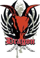 skull of a dragon with wings and chains vector