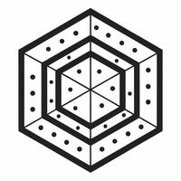 Stylized Hexagon Shape with Geometric Lines and Sans-Serif Typography vector