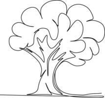 One-line art one continues line art. an illustration of trees isolated on white. vector