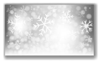 White snowflakes of various sizes on a gray background with a bokeh effect. Concept of winter, holiday, and festive season. illustration vector