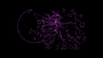 Neon frame effect,Fairy with Sparkling Wings on black background video