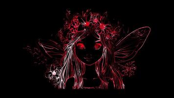 Neon frame effect,Fairy with Sparkling Wings on black background video